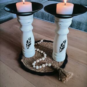 Bougeoirs bois sculpté Campagne chic